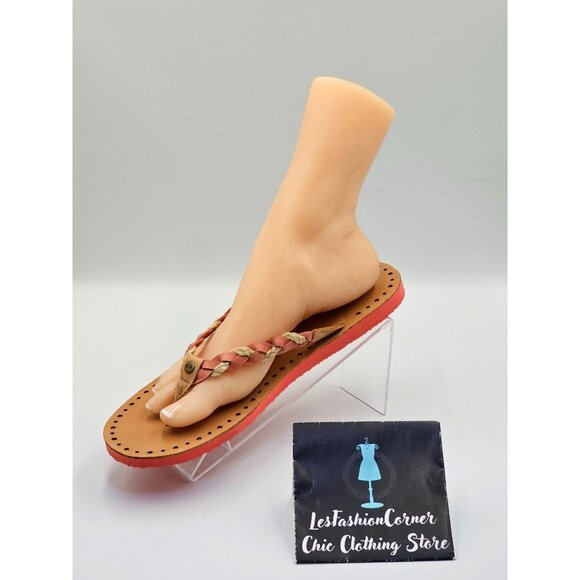 Ugg Australia Women's Tan Coral Leather Navie Braided Flip Flops Size 11 2641 - Picture 14 of 15